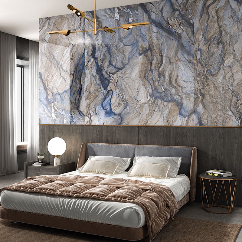 Bedroom with dark marble